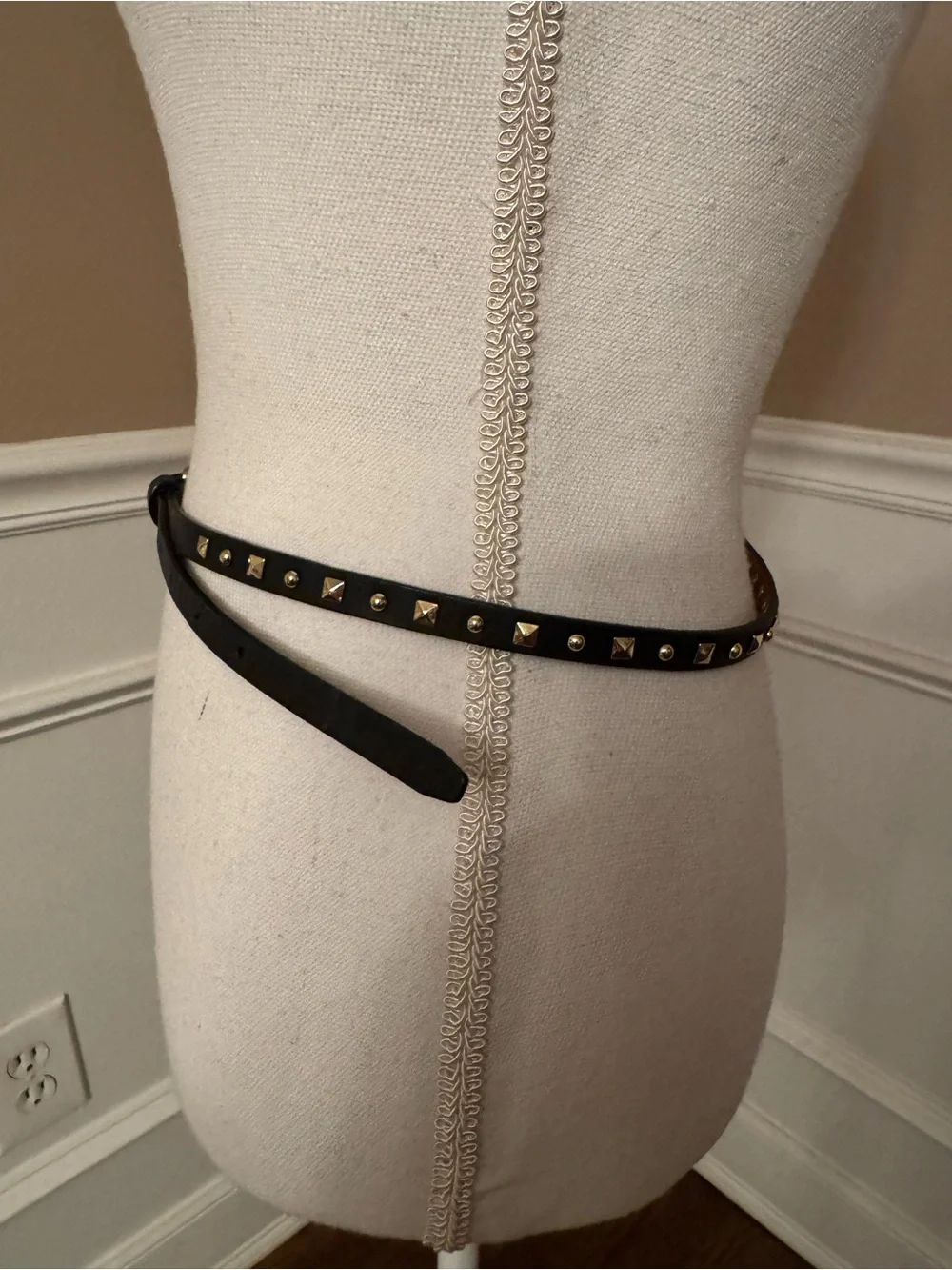 J. Crew Black Leather Double-Wrap Belt with Gold Studs - Picture 9 of 10